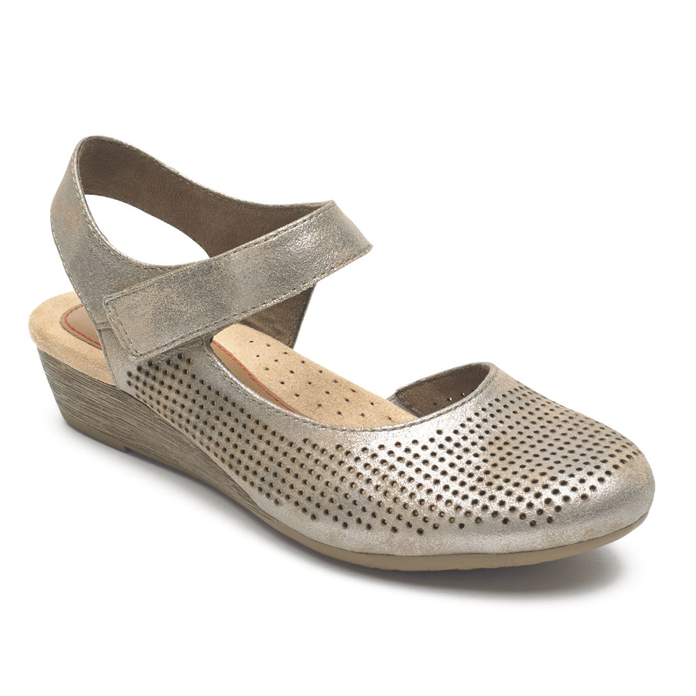 Rockport Singapore Womens Wedges - Cobb Hill Judson Ballet Mid Gold - RV7283560